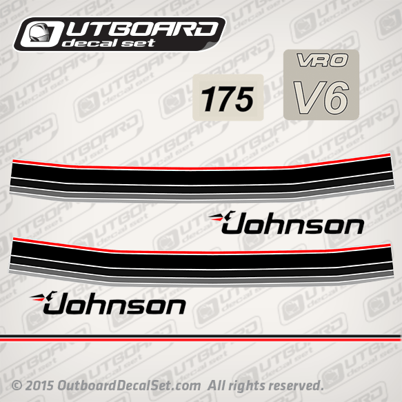 1985 Johnson 175 hp VRO V6 decal set 0393951, 0332163, 0329960, 0397153