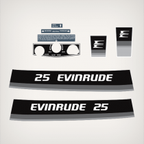 1975 Evinrude 25 hp decal set 0279811, 0279812 (Outboards) Johnson EVINRUDE 1975 electric-Manual models 25502B, 25503B, 25552B, 25553B