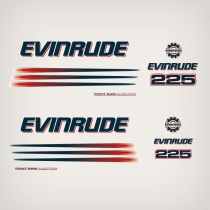 Evinrude 2003-2005 225 hp Ficht Ram Injection decal set White Models. 0215275, 0215277, 0215278, 0215587, 0215276, 0215280, 0215279, 0215283, 0215284