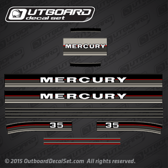 1986 1987 1988 MERCURY 35 hp Outboard decal set