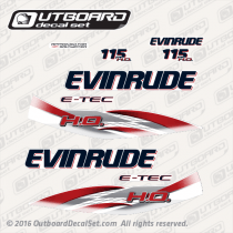 2009-2014 Evinrude 115 hp decal set E-TEC H.O. White Models. 0285723, 0285724, 0285676, 0285677, 0285685, 0285686, 0285745, 0285746, 0285747, 0285748 