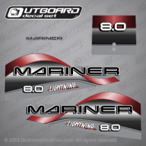 mariner 1997 1998 8 hp LIGHTNING 808545a97 decal set 9420A10 BLACK, 9420A12 SILVER, 9420A11 GRAPHITE GRAY