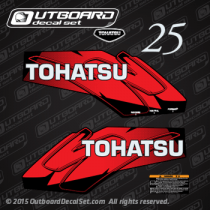 2002 and ealier Tohatsu Outboard 25hp M25H 2-stroke decal set Red