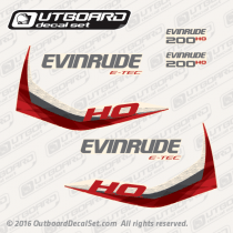 2014 Evinrude 200 H.O. E-TEC decal set White Models 0216370, 0216380, 0216381, 0216402, 0215558, 0215774