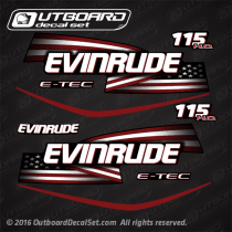 2007-2017 Evinrude 115 hp flag decal set E-TEC H.O. Graphite Models. 