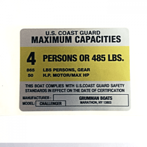 4X3-C GRUMMAN BOAT MARATHON, NY CHALLENGER  Boat Capacity Decal (SILVER)