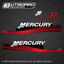 1998 1999 2000 2001 2002 2003 2004 2005 2006 MERCURY 30 hp ELECTRIC decal set (RED) COVER 2 OIL WINDOW (Outboards)