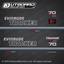 1991-1993 Evinrude Tracker 70 hp decal set Pro series blue 0284271, 0283652, 0211424, 0211174, 0210294