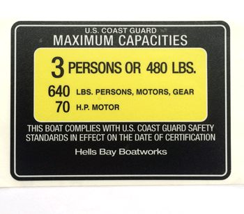 5.5x4-A-HELLS BAY BOATWORKS Boat Capacity Decal (SILVER)