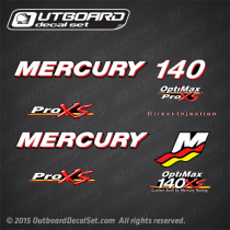 Mercury Racing 140 Optimax Pro Xs decal set