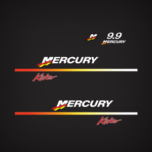 1999 2000 2001 2002 2003 2004 Mercury Kicker Racing 9.9 hp Fourstroke decal set 826335A00 (Outboards)
