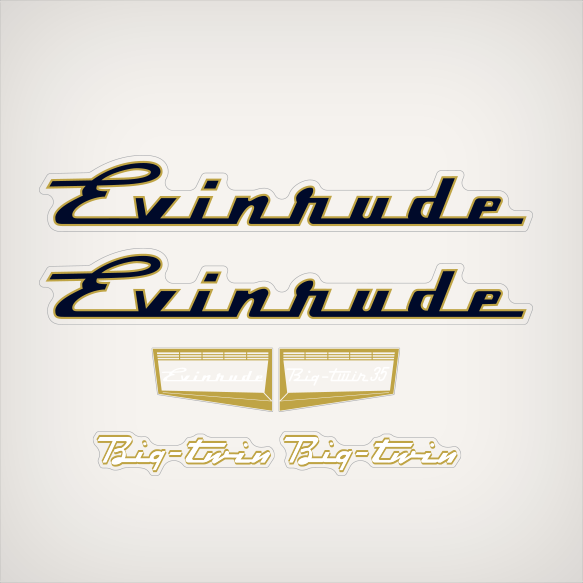 1957 Evinrude 35 hp Bigtwin decal set 25028, 25029