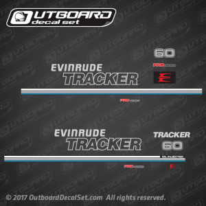 (2) 1991-1993 Evinrude tracker 60 hp decal set Pro Series Blue