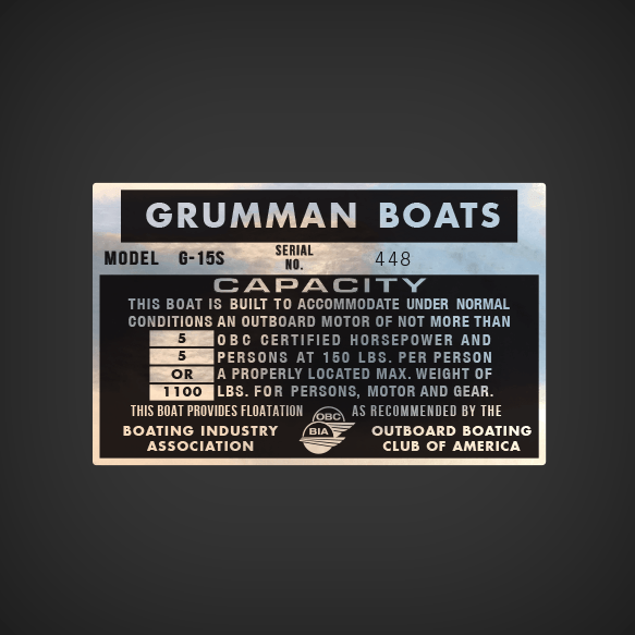 Grumman Boats  G-15S Boat Capacity Decal
