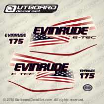 2004-2008 Evinrude 175 hp H.O. E-TEC Flag Decal Set White engine covers