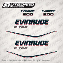 2009 2010 2011 Evinrude 200 hp e-tec decal set white engines, 0215633, 0215634, 0215667, 0215894, 0215895, 0285964