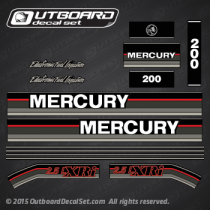 1991 1992 1993 Mercury 200 hp 2.5 Litre XRi EFI decal set (Outboards)