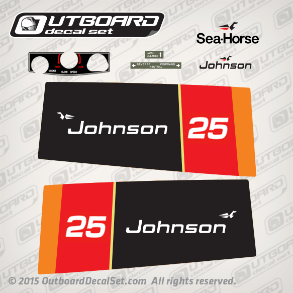 1976 Johnson 25 hp decal set 0387475 0386927