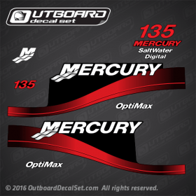 2000-2003 Mercury 135 hp Optimax Saltwater Digital Red decal set 854291A00