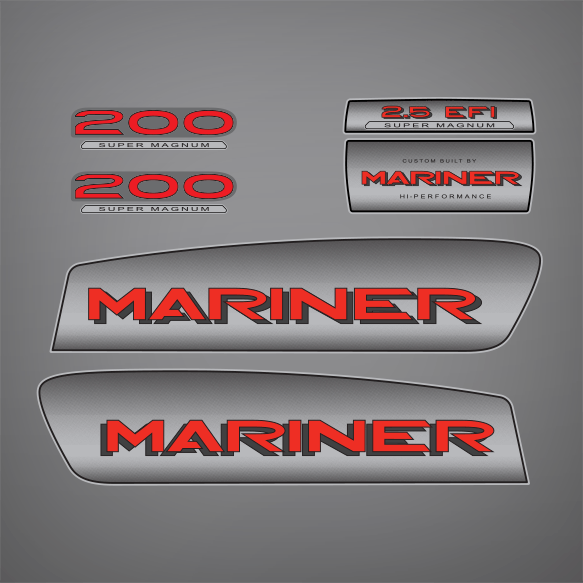 1998-2006 Mariner 200 hp 2.5 EFI Super Magnum (Short) Hi-Performance Alien decal set 849543A8