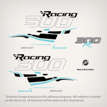 2006-2017 Mercury Racing 300R Verado 4 Stroke Decal Set White Models 8M0100173, 8M0100175, 8M0100176, 8M0100177, 8M0100563