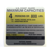 4X4-A GODFREY MARINE SYRACUSE-V 160 SC Boat Capacity Decal (SILVER)
