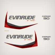 2014 2015 Evinrude 90 hp E-TEC decal set White Models  0216443, 0216408, 0216409, 0216410, 0215558, 0215774, 0215896