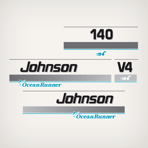 1993-1994 Johnson 140 hp V4 Ocean Runner Decal Set  0436315, 0340587, 0340591