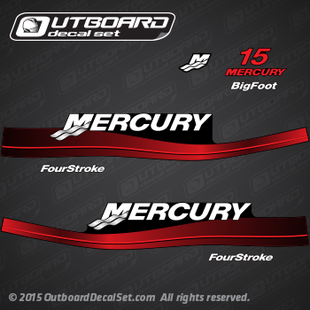 1999 2000 2001 2002 2003 2004 MERCURY 15 hp black bigfoot decal set 802741A00 (Outboards)