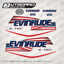 2011-2012 Evinrude 25 hp US Flag Factory decal set White Covers 0215558, 0215775, 0215986, 0215876, 0215877