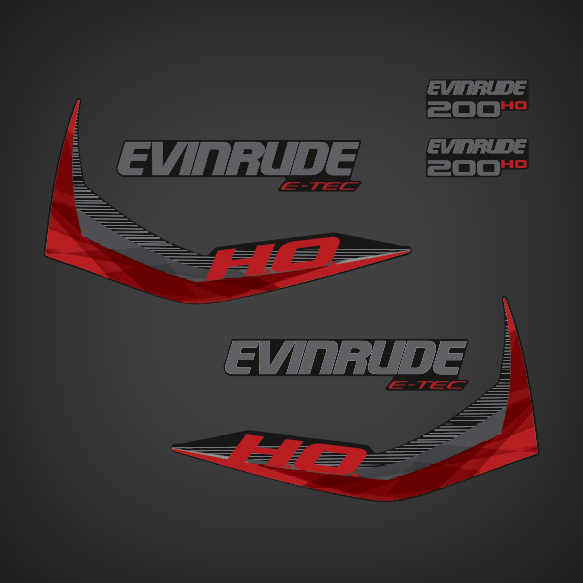 2014 Evinrude 200 H.O. E-TEC decal set Graphite Models