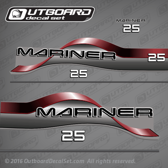 1997 Mariner 25 hp outboard decals Set Red