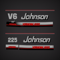 1995-1996 Johnson 225 hp Venom Decal Set 0437915, 0341310, 0340566, 0340311