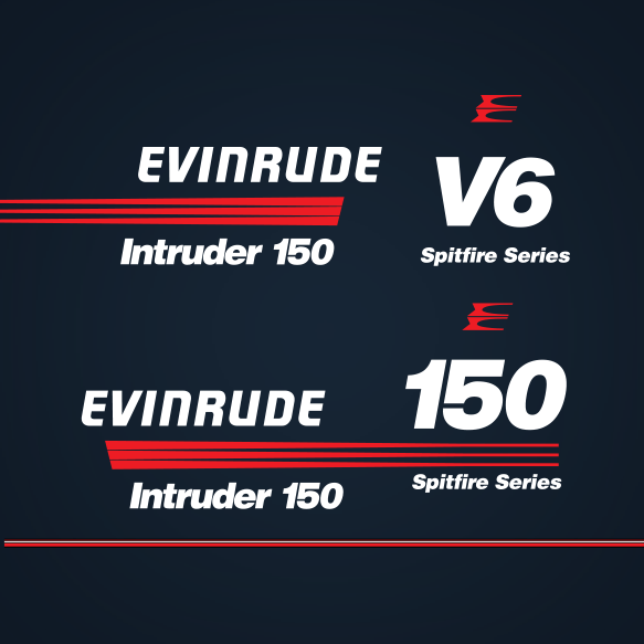 1991-1993 Evinrude 150 hp Intruder Spitfire Series decal set