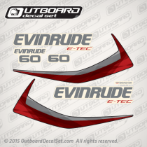 2011, 2012, 2013, 2014 Evinrude 60 hp E-TEC decal set White Models 0216702, 0216654, 0216655, 0216396, 0216486, 0285859, 0215774, 0285812, 0285845
