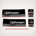 1986 Johnson 225 hp VRO V6 decal set 0396341, 0331238, 0332920, 0332921, 0397924, 0395933