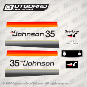 1977 Johnson 35 hp decal set 0388405 0387948 0387949