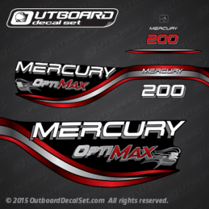 1998 1999 MERCURY 200 hp Optimax 37-855410A98 decal set RED (Outboards)