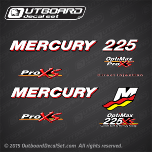 Mercury Racing 225 hp Optimax Pro Xs decal set