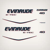 2009-2014 Evinrude 40 hp E-TEC decal set White cover 
