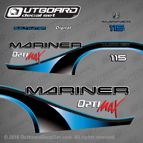 2000 Mariner optimax Digital Saltwater 115 hp decal set 804684A00