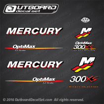 2006-2012 Mercury Racing 300xs Optimax 3.2 Stroker decal set 842782A04, 898103T93, 881288T64, 881288T65
