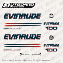 2004-2005 Evinrude 100 hp Direct Injection decal set white models 0215287, 0215288, 0215290, 0215289, 0215554, 0215279, 0351222, 0351237, 0215563