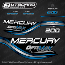 1998-1999 Mercury 200 hp Optimax Offshore decal set 855408A99, 855412A98