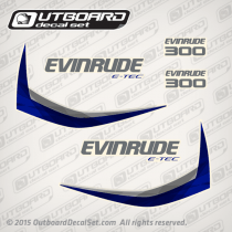 2011, 2012, 2013, 2014 Evinrude 300 hp E-TEC decal set White Models 0216370, 0216372, 0216373, 0216376, 0215558, 0215297, 0285808