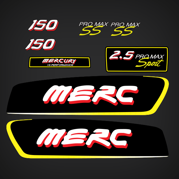1998-1999 Merc Alien 150 hp 2.5 Pro Max Sport Decal set*