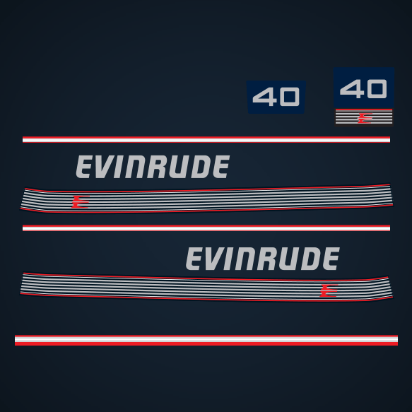 1989-1991 Evinrude 40 Hp Decal Set 