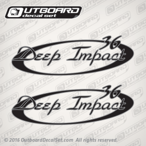 Deep Impact 36 Boat Decal Set 12" x 4" Inches