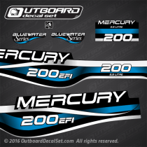 1996-1998 Mercury 200 hp 2.5 litre Bluewater series decal set