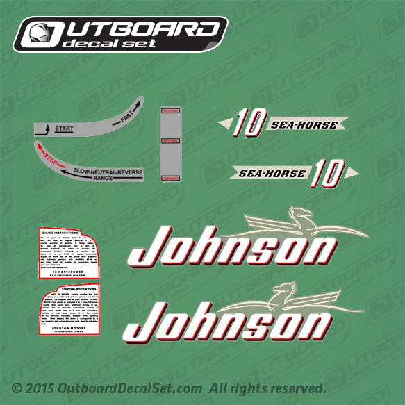 1952 Johnson 10 hp decal set QD-13 QDL-13